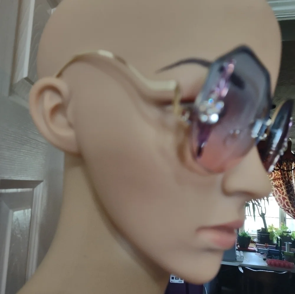 New multi colored women's rimless rhinestone fashion sunglasses